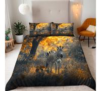 Cebra Funda Nórdica 240x260cm Cebra del Bosque Natural Funda Nórdica Cama 180cm 3 Piezas Fundas Edredón Microfibra Suave Ropa Cama con Cremallera y 2 Fundas de Almohada 50x75cm