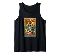 Cebra Relajante Lindo Animal Vintage Relax Estampado Retro Camiseta sin Mangas