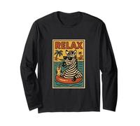 Cebra Relajante Lindo Animal Vintage Relax Estampado Retro Manga Larga