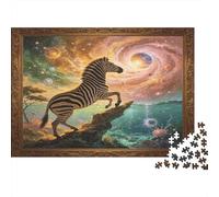 Cebra Universo Fantasía Puzzle de 1000 Piezas Papel para Adultos Paisaje Cósmico Puzzle para Toda la Familia Relajación Decoración Regalo 70x50cm/1000pcs