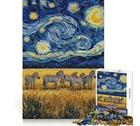 Cebras bajo un Cielo Estrellado Rompecabezas de 1000 Piezas para Adultos Regalos Piensa, Entrena, relájate Bordes Bien definidos Feliz Regalo (50x75cm)