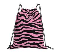Cebras Rosas Y Negras A Rayas Bolsa con Cordón Deportiva Bolsas De Gimnasia Ajustable Bolsa De Cuerdas para Hombres Yoga Natación 36X42Cm