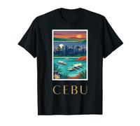 Cebu Filipinas Horizonte Costero Vintage Diseño Retro Camiseta