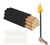 Cecaylie 10 piezas antorchas de cera, 100 minutos de tiempo de combustión, antorchas para el fuego al aire libre antorchas de brea, mango extra largo con protector de mano, cera natural para los niños