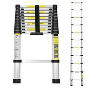 Cecaylie 3,2 m Escalera telescópica de Aluminio, Escalera de Aluminio Antideslizante, Escalera Multiusos Extensible, Escalera Extensible telescópica de 150 kg, Capacidad de Carga
