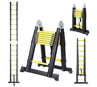 Cecaylie 5 m Escalera telescópica Plegable de Aluminio, Escalera Extensible de 150 kg, Escalera de Aluminio Antideslizante, Escalera de pie
