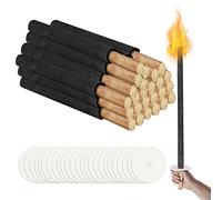 Cecaylie Antorchas de cera para el exterior 25 piezas, tiempo de combustión 100 min, incl. protección de la mano con mango extra largo, para niños antorchas excursión nocturna, fogata jardín