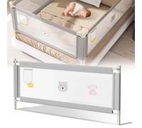 Cecaylie Barrera de Cama de 180 cm, Altura Regulable 70 - 98 cm, Rejilla para Cuna para niños pequeños, protección contra caídas Cama para niños, Rejilla para Cuna con Red ventilada