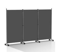 Cecaylie Biombo con ruedas, biombo para jardín, divisor de balcón, protección visual, flexible, 3 piezas, protección privada, opaco, plegable, para oficinas, balcones, antracita (263 x 181 cm)