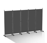 Cecaylie Biombo con ruedas, biombo para jardín, divisor de balcón, protección visual, flexible, 5 piezas, protección privada, opaco, plegable, para oficinas, balcones, antracita (284 x 181 cm)
