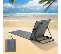Cecaylie Colchoneta de playa plegable de 158 cm, tumbona de playa portátil con respaldo, silla de playa ajustable en 5 niveles, tumbona de playa plegable para playa, camping, gris