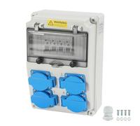 Cecaylie Distribuidor de pared con 4 enchufes Schuko de 16 A 250 V, 4 enchufes CEE de 16 A, 1P, con interruptor de protección y conexión impermeable, para obras