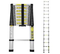 Cecaylie Escalera telescópica de Aluminio, 4,4 m, Extensible, Antideslizante, Multiusos, Escalera telescópica Extensible, 150 kg de Carga