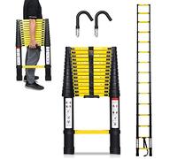 Cecaylie Escalera telescópica de Aluminio con Gancho extraíble 4,4 m, Escalera de Aluminio Antideslizante multiusos150 kg, Color Negro y Amarillo