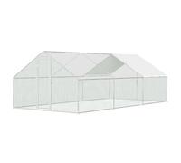 Cecaylie Gallinero para gatos, cercado al aire libre, 3 x 6 x 2 m, recinto de acero galvanizado, techo con sombra con revestimiento de PVC para aves de corral, conejos, perros