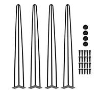 Cecaylie Juego de 4 patas para muebles de 45 cm y 3 barras de metal negro con patas de protección y tornillos para armario, mueble de TV, mesa de trabajo