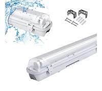 Cecaylie Lámpara LED para ambientes húmedos, 120 cm, 2 unidades de tubo LED de 18 W, IP65, luz blanca neutra, 1530 lm, 4000 K, lámpara de taller, para garaje, taller, oficina, almacén