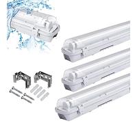 Cecaylie Lámpara LED para ambientes húmedos, 120 cm, 4 unidades, tubo LED de 18 W, tubo fluorescente IP65, blanco neutro, 1530 lm, 4000 K, lámpara de taller, para garaje, taller, oficina, almacén