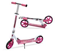 Cecaylie Patinete infantil con 2 ruedas, 3 alturas ajustables, 205 mm, ruedas grandes, con correa, hasta 100 kg, para niñas, niños, niños a partir de 5 años, color rosa