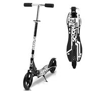 Cecaylie Patinete urbano con ruedas Big Wheel, patinete plegable de empuje, con altura ajustable para niños y adultos, patinete con freno en la rueda trasera, patinete con correa de transporte, máx