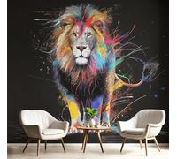 CECE&COLE Animales De Acuarela Muebles Pared Papel, Genial LeóN Para Dormitorio Papel Decorativo Pared Papel Pintado, 400×280 CM Revestimiento De Pared Muebles, Para SalóN Dormitorio Pared Muebles