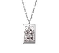 CECE&COLE Collar con Colgante De Cartas De Tarot, Collar con Medallón De Tarot del Diablo, Collar De Amuleto Mágico De Adivinación De Astrología Personalizado, El Emperador, 50 Cm