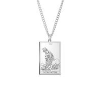 CECE&COLE Collares Personalizados con Cartas De Tarot, Colgante De Mago, Collar De Amuleto Mágico De Adivinación De Astrología, Joyería para Mujeres Y Hombres, Fuerza, 60 Cm