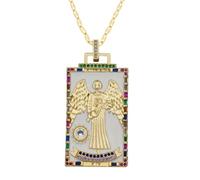 CECE&COLE Collares Personalizados De Cartas De Tarot, Colgantes Vintage Cuadrados De Moda, Collar De Cadena De Amuleto Mágico De Adivinación para Mujer, Templanza, 40 Cm