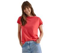 Cecil - Camiseta con Frunces de Color Sólido Coral L