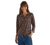 Cecil Camiseta de Manga 3/4 con Cuello Dividido y Estampado de Leo, Creamy Mocha S