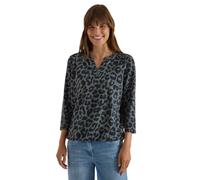 Cecil Camiseta de Manga 3/4 con Cuello Dividido y Estampado de Leo, Verde Oliva, Talla M
