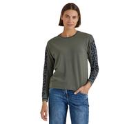 Cecil Camiseta de Manga Larga con Cuello Redondo y Detalles Leo, Verde Oliva, L