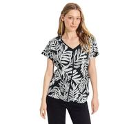 Cecil Leave Print T-Shirt Camiseta con Estampado de Hojas de Linen, Juicy Apple Green, M para Mujer