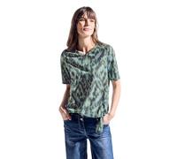 CECIL Rounded AOP Burnout Redondeado V-Neck_Ayt, Strong Khaki, M para Mujer
