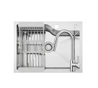 CECIPA 60 x 45 cm fregadero de acero inoxidable con arco, grifo de cocina extraíble