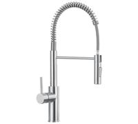 CECIPA Arco Alto Grifo Cocina Extraible con 2 Tipos de Chorro, Grifo Fregadero Cocina con Muelle Espiral, Grifo Fregadero de Resorte Hacia Abajo con Rociador Giratorio 360°, Grifo Cocina Acero Inox