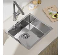 CECIPA Fregadero Cocina 50x44cm, Fregadero bajo Encimera o Sobre Encimera, Fregadero de Acero Inoxidable con Sifón y Rebosadero