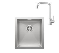 CECIPA Fregadero de 40 x 44 cm, empotrable de acero inoxidable rectangular, cocina moderna, fregadero de cocina SUS 304, lavabo bajo armario a partir de 40 cm, grifo de cocina de acero inoxidable