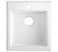 CECIPA Fregadero de cocina de 45 x 50 cm, de cerámica, color blanco, con rebosadero, fácil de limpiar, resistente al calor, amortiguador de ruido, con 2 orificios para lavavajillas y lavadora