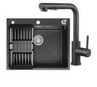 CECIPA Fregadero de cocina de 60 x 49 cm, acero inoxidable con orificio para grifo, 2 lavabo, fregadero de cocina, fregadero empotrable, incluye sifón y sobre