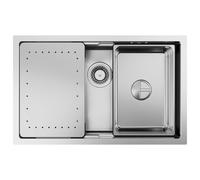 CECIPA Fregadero de cocina de acero inoxidable, 70 x 44 cm, incluye tabla de cortar, fregadero interior de repuesto, sifón con rebosadero, fregadero de cocina empotrable sin orificio para grifo