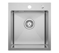 CECIPA Fregadero Cocina 1 Seno, Fregadero 40 x 45 cm con Sifón, Fregadero Acero Inoxidable cepillada Cuadrado, Fregadero Pequeño con 2 Orificios para Grifo, Fregadero Sobre Encimera o Enrasado