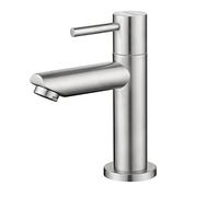 CECIPA Grifo Agua Fría con Manguera Conexión, Grifo Lavabo con Altura Caño 93.4 mm para Aseo Invitados, Baño