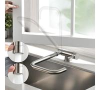 CECIPA Grifo Cocina Abatible con 2 Modos de Agua, Grifo Cocina Plegable de 180°, Grifo Fregadero Cocina Abatible Giratorio de 360°, Grifo Fregadero Cocina Plegable de Inox