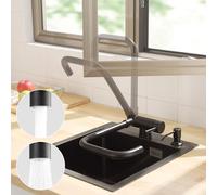 CECIPA Grifo Cocina Abatible Negro de 180°, Grifo Cocina Plegable con 2 Tipos de Chorros, Grifo Fregadero Abatible Giratorio de 360°, Grifo Fregadero Plegable Negro
