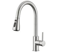 CECIPA Grifo Cocina Extraible con 3 Modos, Grifo Extensible para Fregadero Monomando, Torneira Cozinha Giratorio 360 °con Caño Alto para Fregadero, Monomando con Conexión G3/8, Cepillado