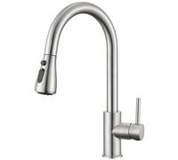 CECIPA Grifo Cocina Extraible con 3 Modos, Grifo Extensible para Fregadero Monomando, Torneira Cozinha Giratorio 360 °con Caño Alto para Fregadero, Monomando con Conexión G3/8, Cepillado