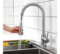 CECIPA Grifo Cocina Extraible con Ducha, Grifos Cocina Fregadero Monomando Giratorio a 360º, Torneira Cozinha 2 Modos de Rociador, Acero Inoxidable SUS304