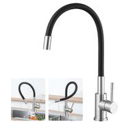 CECIPA Grifo Cocina Flexible, Grifo Cocina Abatible, Grifo Cocina Negro Mate, Grifos Cocina Fregadero Giratorio a 360º, Grifo Negro para Agua Caliente Y Fría-SERIE SOFETIY