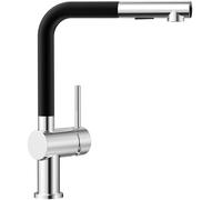 CECIPA Grifo Cocina, Grifo Cocina Fregadero Extraíble con dos Modos Chorro, Mezclador con Palanca única para Fregadero, Giratorio 360°, Aleación Zinc, Negro-Cromo